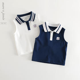 【凉感】马克珍妮女童活力学院无袖polo衫T恤 儿童夏装新款550787