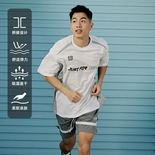 LUSHISI前锋主题美式篮球不过膝四五分短裤速干运动拼接跑步训练 商品图1