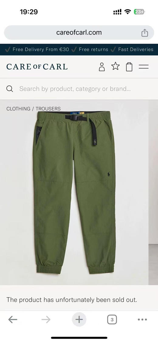 原单正品拉夫劳伦POLO男士工装束脚裤 ，三个色，男女同款
尺码S-XXL 商品图2