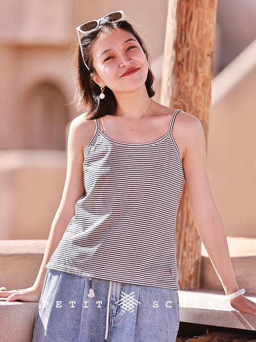 PETIT SCHAN小闪 CLO#812 little guy 小家伙 匹马棉手绣风信子吊带内搭背心 商品图0