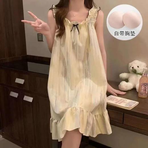 【带胸垫睡裙】女夏季薄款无袖日系可爱甜美少女吊带中长连体裙家居服。ry 商品图10