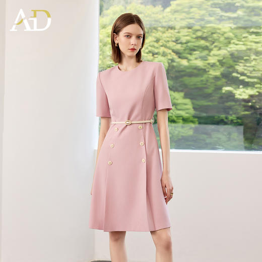 AD高端粉色连衣裙2025新款小香风时尚气质收腰显瘦女中长款裙子 商品图3