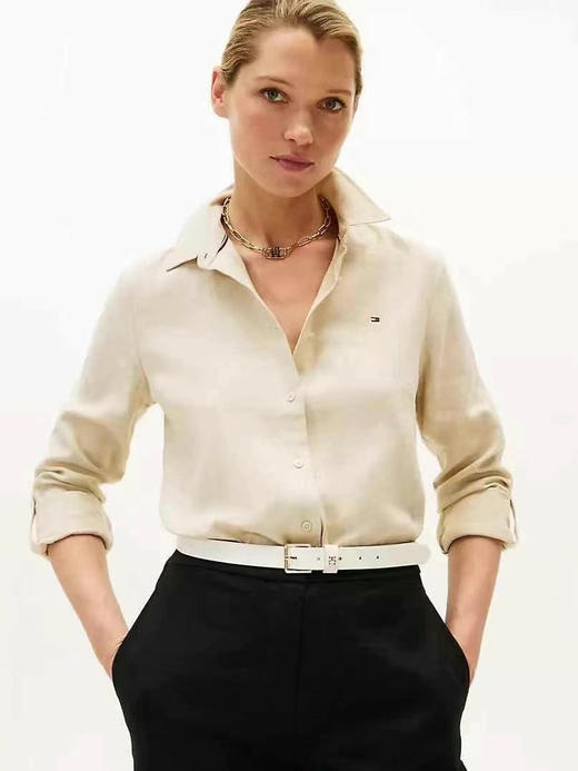 好多人问亚麻衬衣 来啦💰499元直邮🇺🇸Tommy女款长袖亚麻衬衫，这个是relaxed fit，主打休闲慵懒风格 商品图4