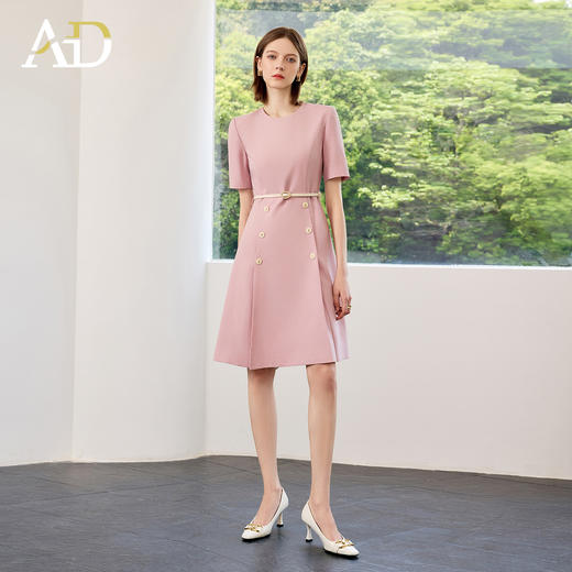 AD高端粉色连衣裙2025新款小香风时尚气质收腰显瘦女中长款裙子 商品图1