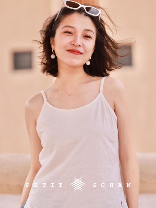 PETIT SCHAN小闪 CLO#812 little guy 小家伙 匹马棉手绣风信子吊带内搭背心 商品图6