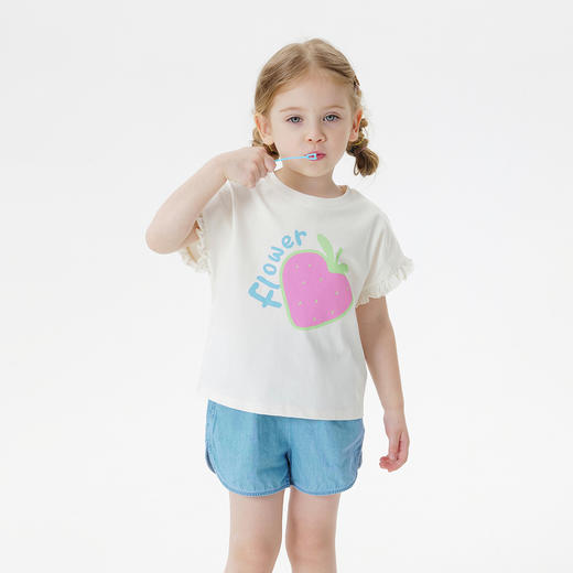 【凉感衣】马克珍妮女童卡通涂鸦花边短袖T恤 宝宝夏装新款550776 商品图1