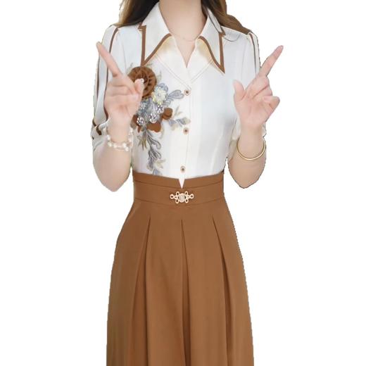 时尚拼接假两件连衣裙，气质妈妈减龄中长款裙子QYM 商品图4