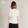 AD高端干练通勤西装女2025新款夏季气质米白色短袖翻领上衣职业装 商品缩略图4