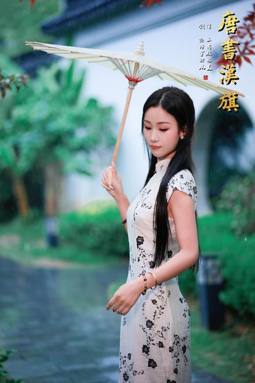 【望 舒】素雅浅灰色短袖旗袍墨花印染优雅温婉国风新中式 商品图3