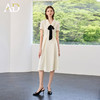 AD高端法式气质连衣裙女2025新款夏季蝴蝶结飘带收腰显瘦中长裙子 商品缩略图2