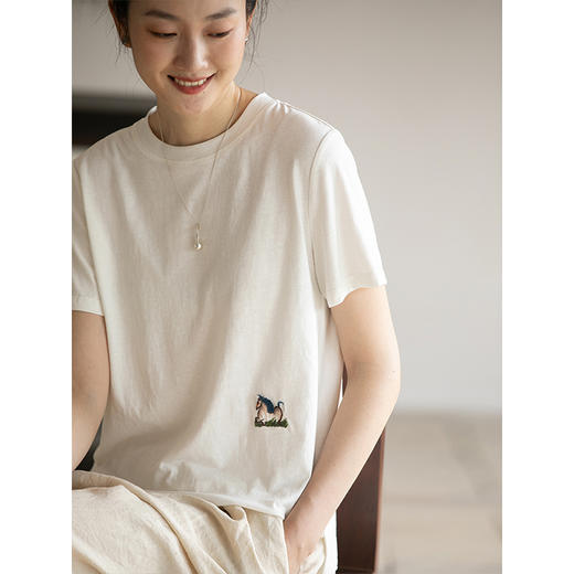 牧衣游 汉麻棉生肖刺绣T恤 限量福利款 午后慵懒【不支持会员折】 商品图3