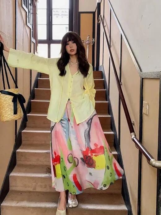 LPIUTY品牌直发！夏日油画天丝亚麻半身裙 C1225048 商品图0