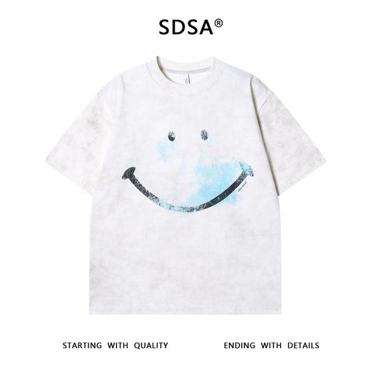 T3497夏季高级感新款男士满天星笑脸印花圆领短袖T恤情侣时尚简约上衣 商品图1