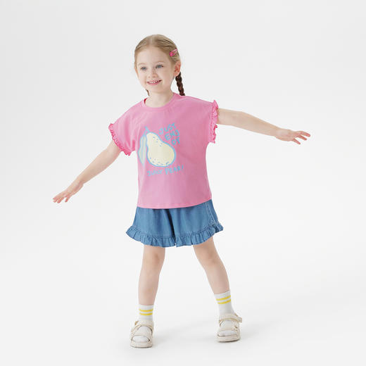 马克珍妮女童透气天丝花边短裤 宝宝裤子2025年夏装新款550506 商品图1