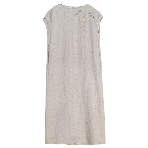 牧衣游原创 手工刺绣炒色汉麻连衣裙轻薄柔软质朴宽松长裙 孟津 商品图4