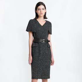 LIZZY 早秋 优雅名媛风V领收腰显瘦斗篷式气质小香风连衣裙7832