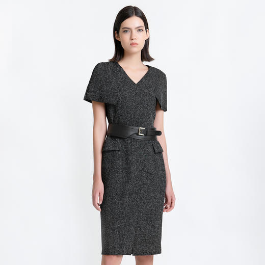 LIZZY 早秋 优雅名媛风V领收腰显瘦斗篷式气质小香风连衣裙7832 商品图0