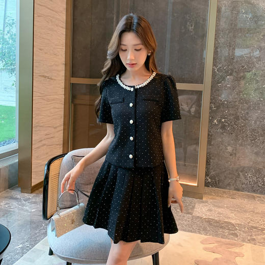 奢姿大码女装2025夏季新款胖妹妹小香风外套半身裙轻奢休闲套装9952990436 商品图1