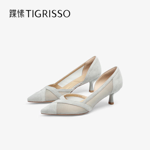 BF楼蹀愫2025年春季新款蕾丝网纱高跟鞋镂空性感尖头单鞋吊牌价1498活动价1099 商品图1