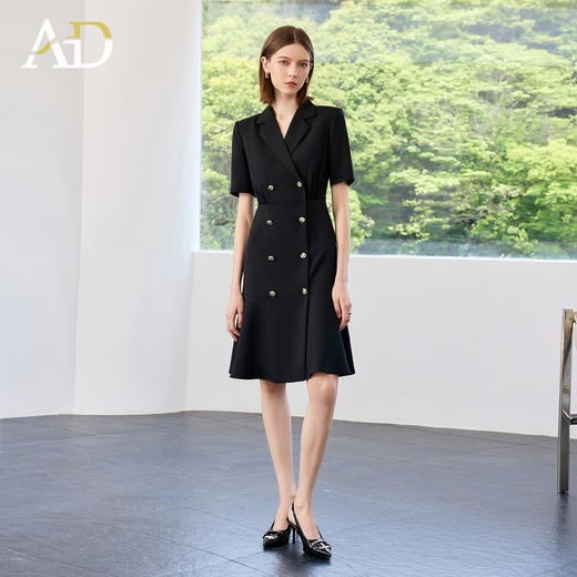AD高端气质女神范连衣裙女2025新款夏季收腰显瘦职业西装裙小黑裙 商品图3