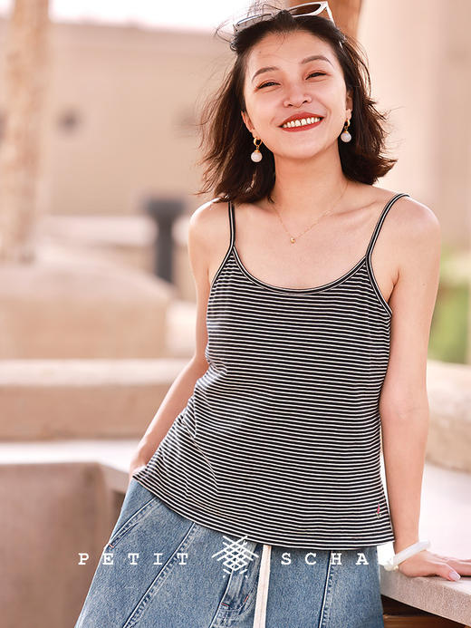 PETIT SCHAN小闪 CLO#812 little guy 小家伙 匹马棉手绣风信子吊带内搭背心 商品图2