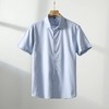 天丝亚麻面料！温莎一字领！男士休闲透气短袖衬衫 商品缩略图5