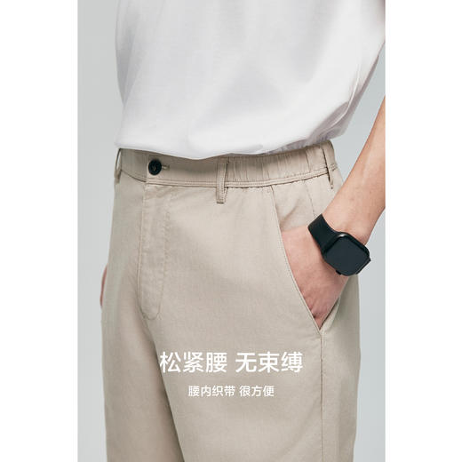 棉仓353818014-微宽松涤粘亚麻开口松紧腰休闲裤 商品图3