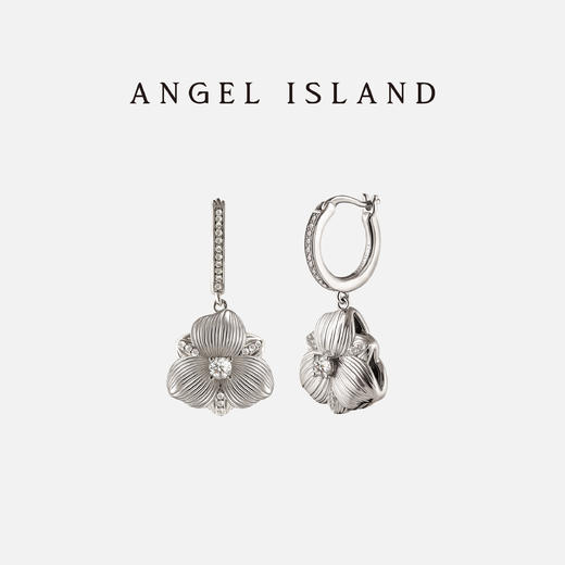 ANGEL ISLAND 时尚耳饰「芳华」木槿白金花朵耳圈 商品图1