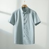 天丝亚麻面料！温莎一字领！男士休闲透气短袖衬衫 商品缩略图7