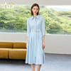 AD蓝色简约连衣裙女2025新款夏季极简风收腰显瘦通勤气质衬衫裙子 商品缩略图1