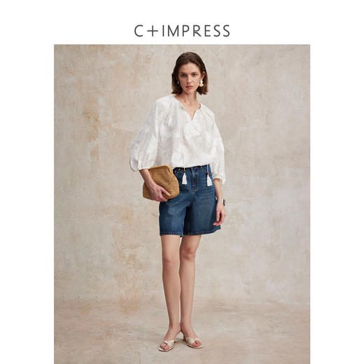 美式复古百搭阔腿牛仔短裤2025夏新KZ2502097 商品图3