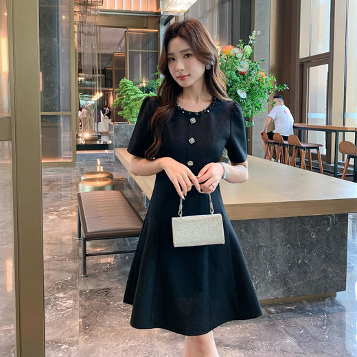 奢姿大码女装胖妹妹2025夏季新款千金小香风细闪A摆中长连衣裙9952853328 商品图2