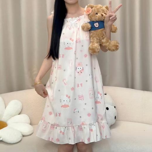【带胸垫睡裙】女夏季薄款无袖日系可爱甜美少女吊带中长连体裙家居服。ry 商品图7
