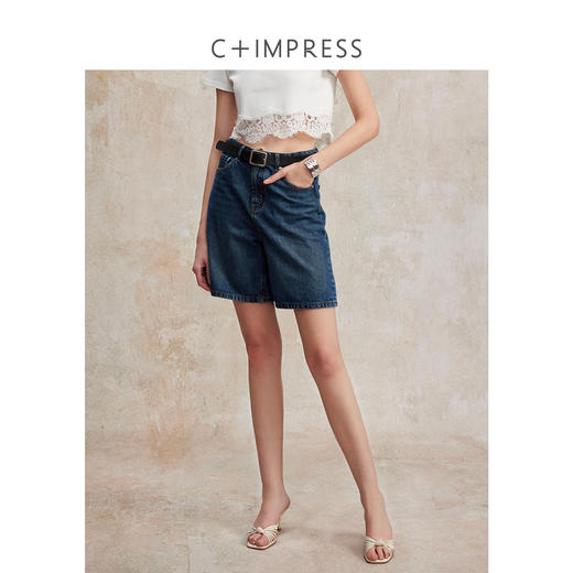 美式复古百搭阔腿牛仔短裤2025夏新KZ2502097 商品图1