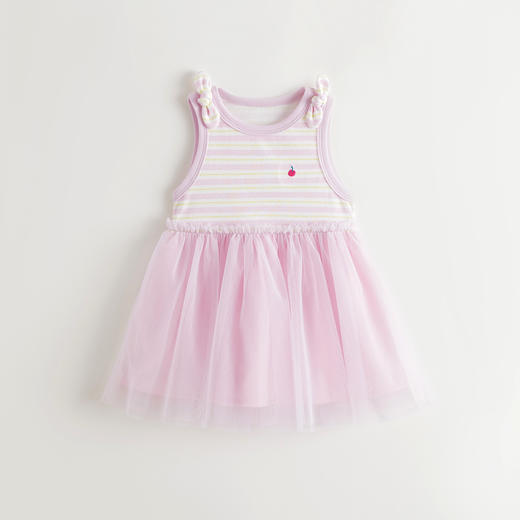马克珍妮女童条纹网纱背心裙宝宝连衣裙2025年夏装新款裙子550753 商品图2