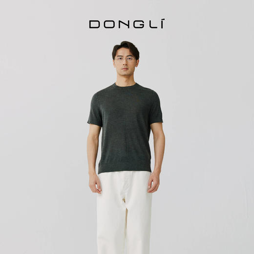 东黎 • 桑蚕丝山羊绒男士春夏针织精纺圆领短袖简约纯色百搭 5225 商品图3