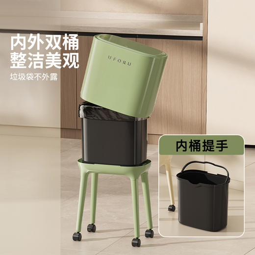 摩登主妇垃圾桶家用2025新款厨房客厅带脚夹缝可移动大号带盖纸篓 商品图2