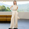 AD高级感无袖亚麻上衣套装女2025新款夏季宽松阔腿裤通勤两件套 商品缩略图2