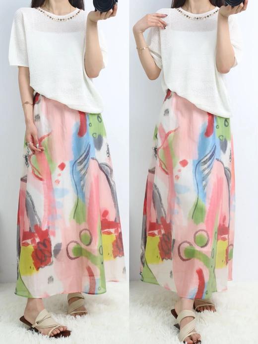 LPIUTY品牌直发！夏日油画天丝亚麻半身裙 C1225048 商品图10