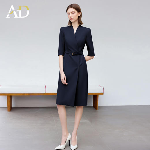 AD高级感西装连衣裙女2025新款职业装七分袖西装裙子藏青色工作服 商品图3
