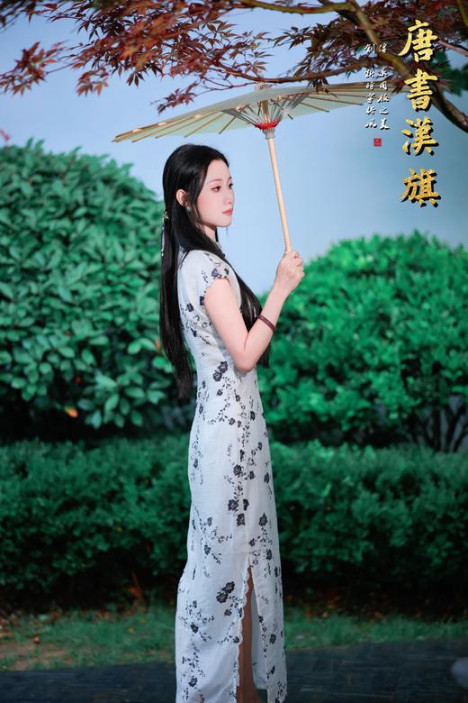 【望 舒】素雅浅灰色短袖旗袍墨花印染优雅温婉国风新中式 商品图5