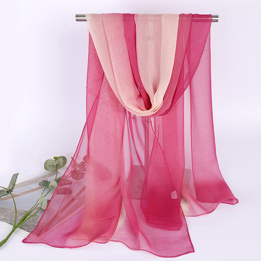 丝巾女夏天纱巾时尚披肩薄款百搭沙巾长款乔其纱小长条围巾 商品图2