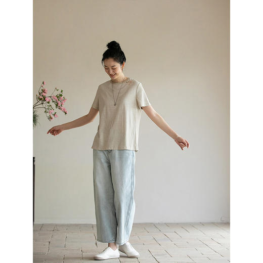 牧衣游原创 纯棉牛仔裤子女夏舒适柔软显瘦宽松百搭休闲裤 踏春 商品图3