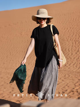 PETIT SCHAN小闪 CLO#815 Beyond the radius 方圆之外 棉麻索罗娜镂空开叉T恤