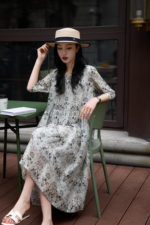 品牌订单轻奢法式碎花连衣裙 商品图8