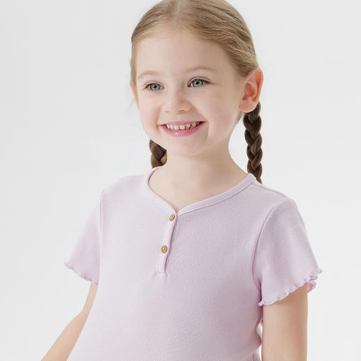 马克珍妮2025夏装新款 女童小V领弹力针织T恤550903 商品图4