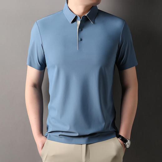 TZW-锦氨无痕冰丝短袖男士POLO衫2025夏季新款商务休闲宽松翻领t恤男 商品图0