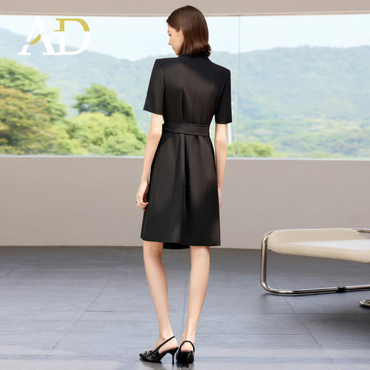 AD高端职业连衣裙女2025新款夏季短袖西装裙收腰显瘦翻领职场女装 商品图4