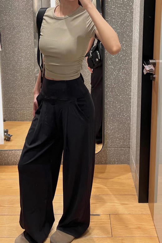 517-6 lu风 高腰运动阔腿裤 我167/133穿L宽松效果 商品图3