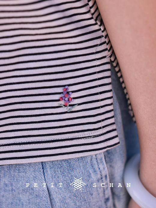 PETIT SCHAN小闪 CLO#812 little guy 小家伙 匹马棉手绣风信子吊带内搭背心 商品图4